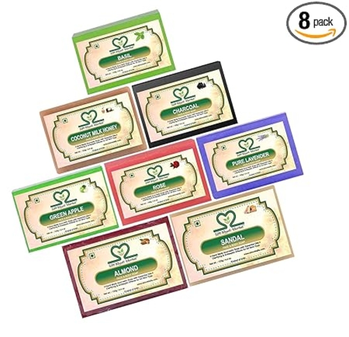 S2M Khadi Herbal Super Saver Handmade Bathing Bar Combo 4 - Pack of 8