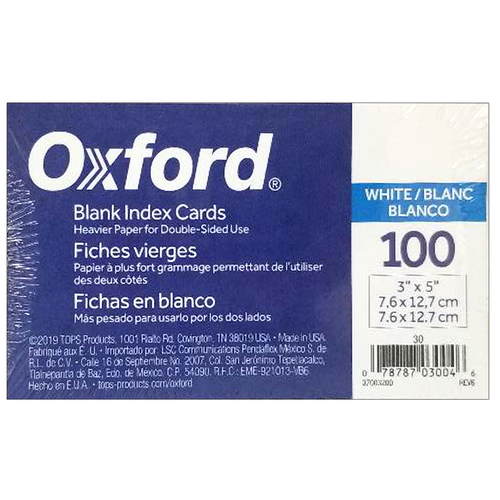 Oxford Unlined Index Card - 3"x 5"