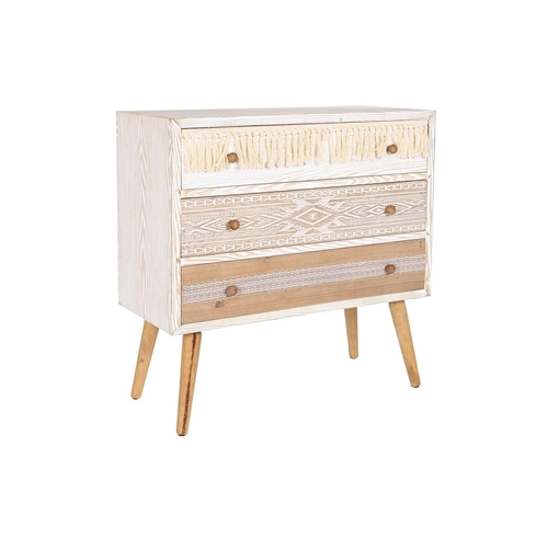 Chest of drawers DKD Home Decor Fir Natural Cotton White (80 x 35 x 80