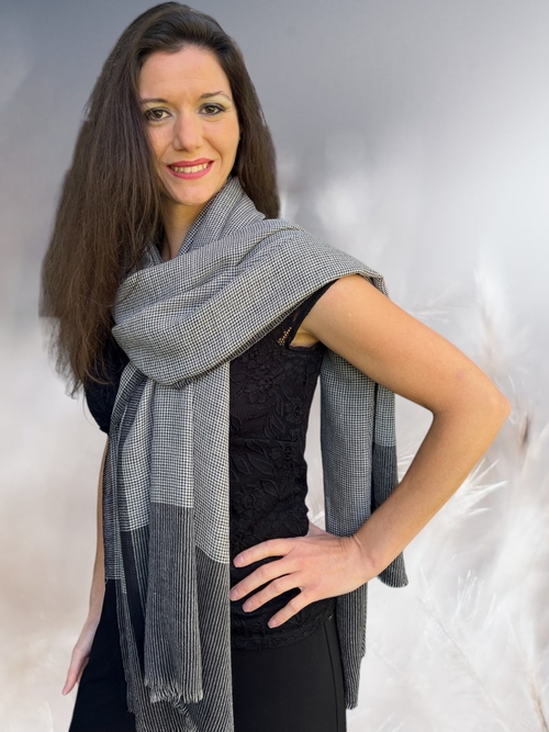 Main Black and White Gingham Check Scarf image