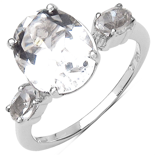 3.50 Carat Genuine Crystal Quartz Sterling Silver Ring