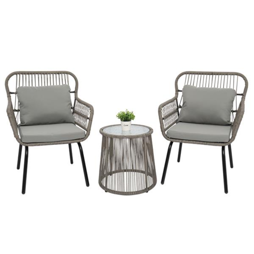 3 Piece Patio Wicker Conversation Bistro Set 