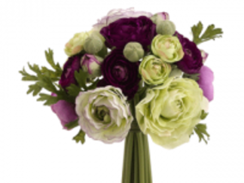 FBQ368-PU-GR 9 in. Ranunculus Bouquet Purple-Green- Pack of 6