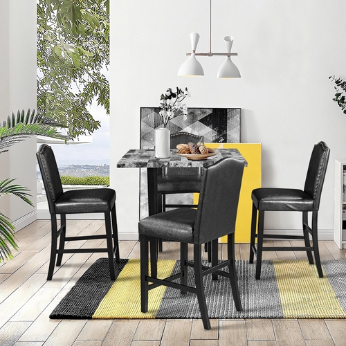 5 Piece Dining Set with Matching Chairs and Bottom Shelf for Dining