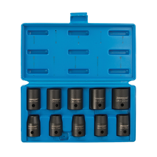 Silverline 10pce 1/2" Dr 6pt Impact Socket Set