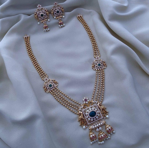 Gold plated cz matte finish long set