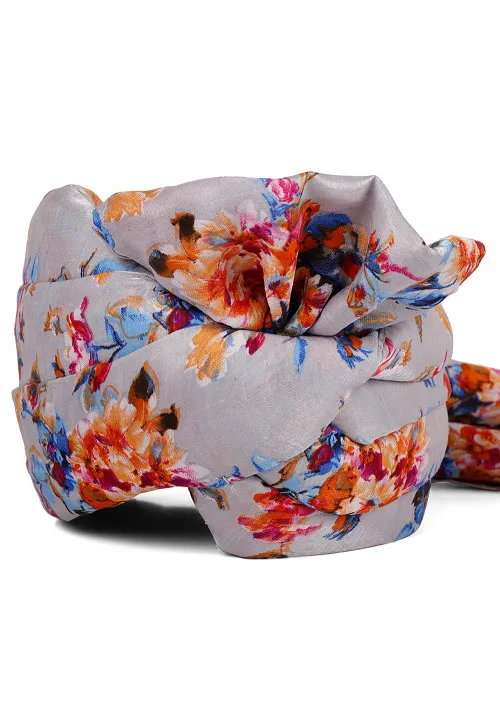 Men's Printed Silk Woven Turban/Pagri  (Color-GREY)