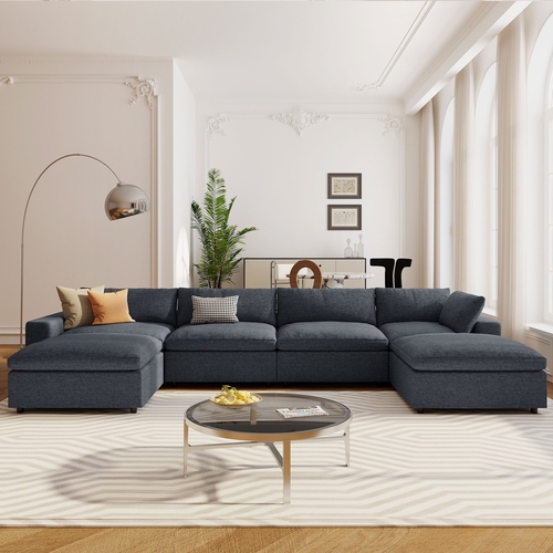 Down Filled Upholstered Sectional Sofa Set, for Living Room,