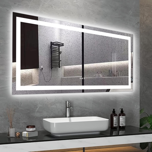 LED Bathroom Mirror 60x 32  Inch with lights, anti-Fog & Dimming Led