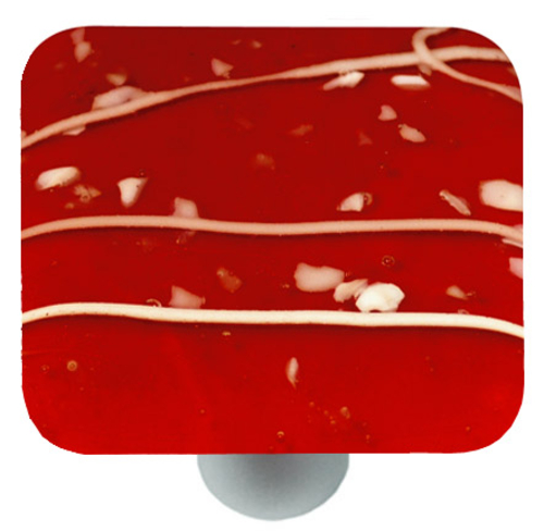 Hot Knobs HK3102-KA Mardi Gras White with Red Square Glass Cabinet Kno