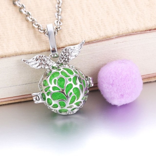 Wing Aroma Diffuser Necklace Silver Lockets