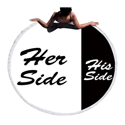 Summer Large Round Beach Towel His and Her Side