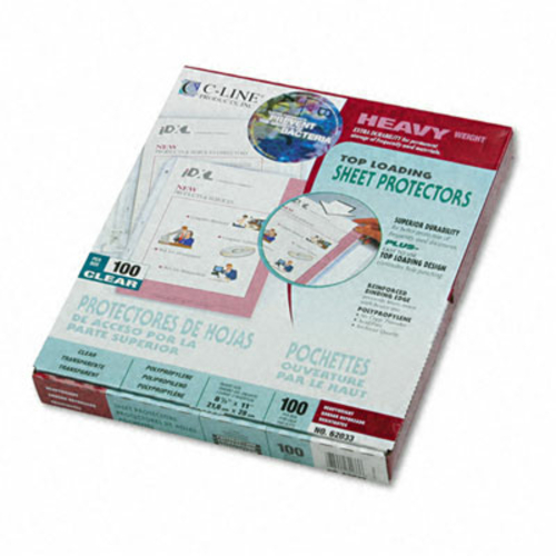 C-Line 62033 Top-Load Sheet Protectors  Antimicrobial  3-Hole Punched 