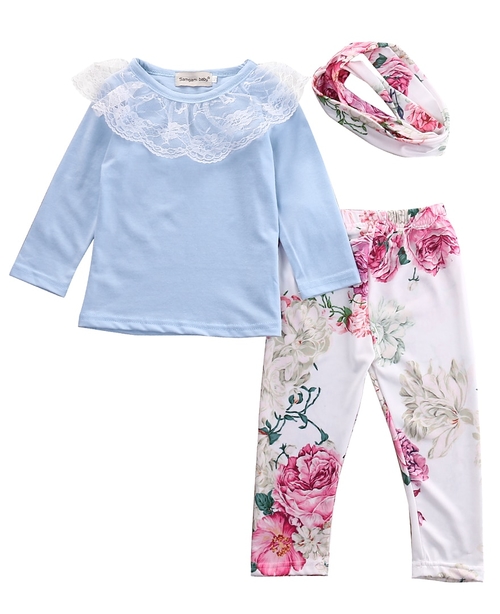 3pcs Spring/Autumn Babies Girl Outfit Newborn Kids