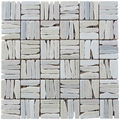 Intrend Tile LS016-H Quartzite Alternate Pattern Mosaic - White