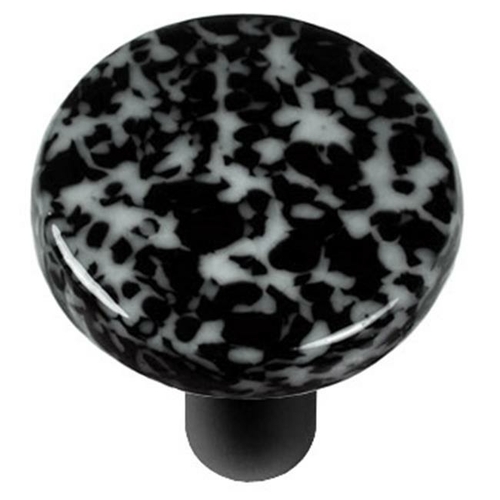 Hot Knobs HK8059-KRB Granite Black & White Round Glass Cabinet Knob - 