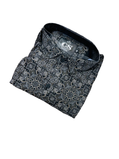 Men's Printed Full Sleeves Regular Fit Shirt  Black