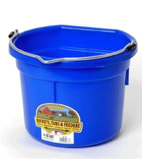 Miller Mfg Co Inc Flat Back Plastic Bucket- Blue 8 Quart - P8FBBLUE