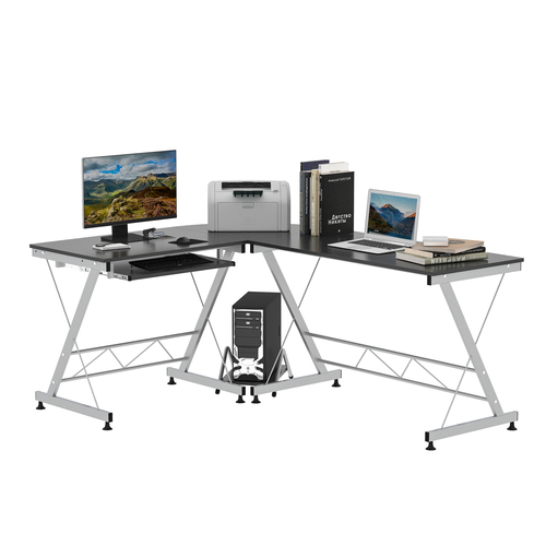 HOMCOM L-Shaped Computer Desk Laptop Desktop PC Corner Table