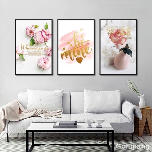 Print Pink Flowers Canvas Painting Posters And