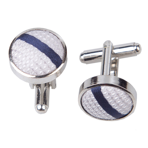Single Stripe Cufflinks - Navy & White