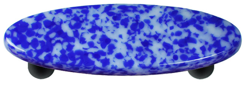 Hot Knobs HK8056-POB Granite Cobalt Blue & White Oval Glass Cabinet Pu