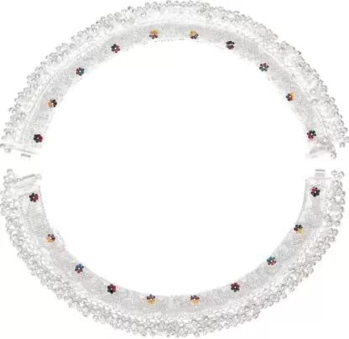 Indian Traditional White Metal Anklets Payal Pair for Women & Girls