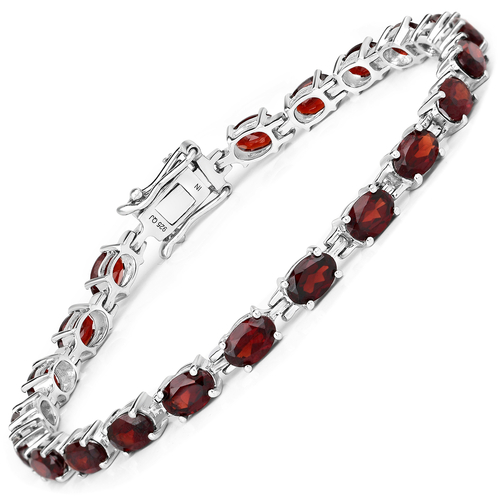 10.71 Carat Genuine Garnet .925 Sterling Silver Bracelet