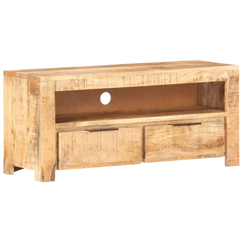 TV Cabinet 35.4"x11.8"x15.7" Solid Rough Mango Wood