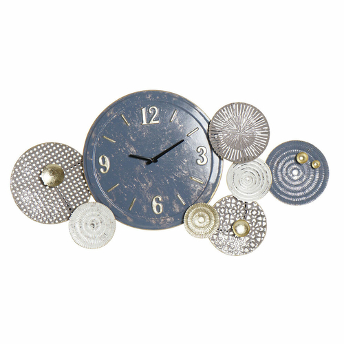 Wall Clock DKD Home Decor Blue White Grey Golden Metal Modern Circles