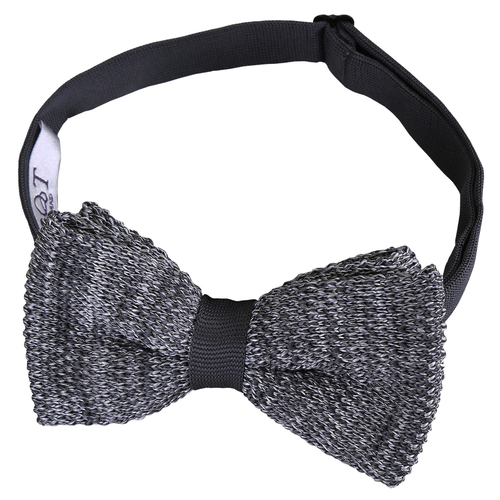 Melange Plain Speckled Knitted Pre-Tied Bow Tie - Grey