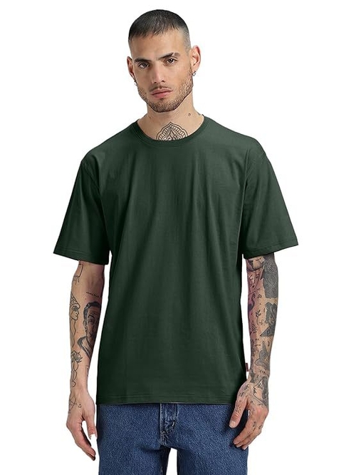 Oversized Baggy Fit Drop Shoulder Half Sleeves Round Neck Solid Pure