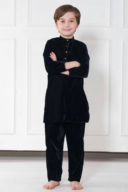 GIRLS FLARED DRESS WITH NET DUPATTA (SIZE-3-4yr) (COLOR-BLACK)