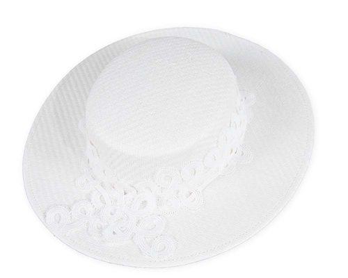 White boater hat with lace