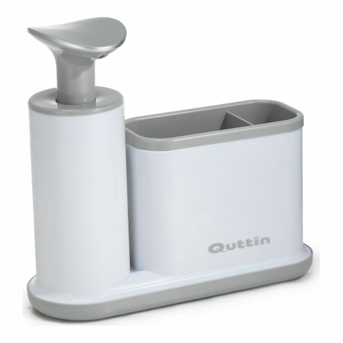 2-in-1 Soap Dispenser for the Kitchen Sink Quttin Grey White Plastic