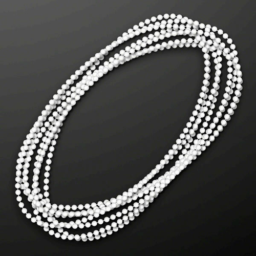 Blinkee A480 Smooth Round Opaque Bead Mardi Gras Necklace, White -