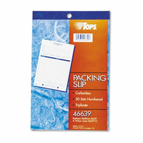 TOPS 46639 Packing Slip Book- 5-1/2 x 7-7/8- 3-Part Carbonless- 50 Set