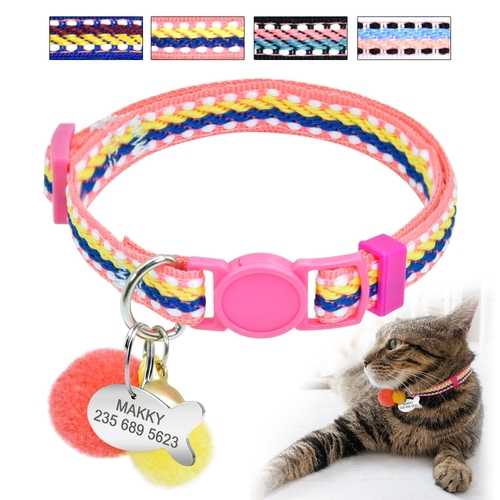 Personalized Cat Collar With Tag Quick Release