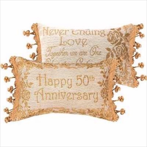 Manual Woodworkers & Weavers 111606 Pillow Happy 50Th Anniversary Gold