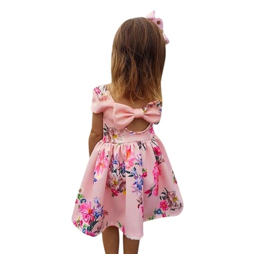 Summer cotton girl back hollow bow flowers