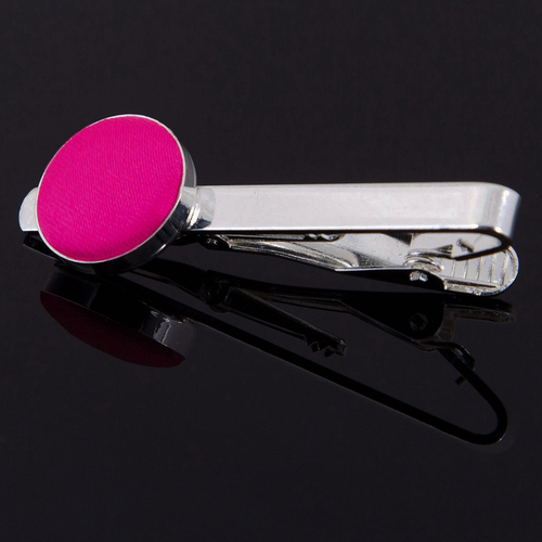 Plain Satin Tie Clip - Hot Pink