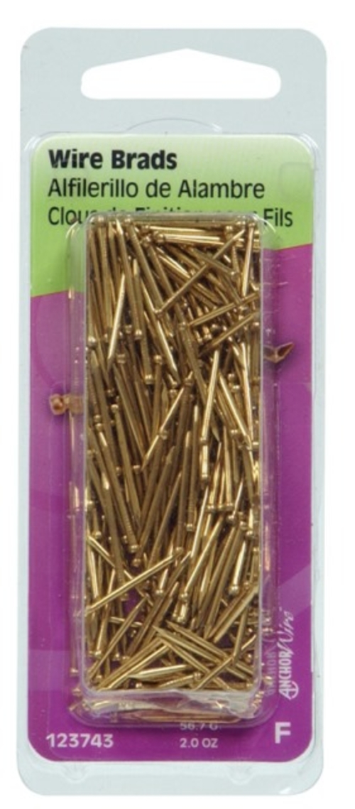 Hillman 123743 2 oz Brad Brass Nails  0.75 x 18 in. - pack of 6