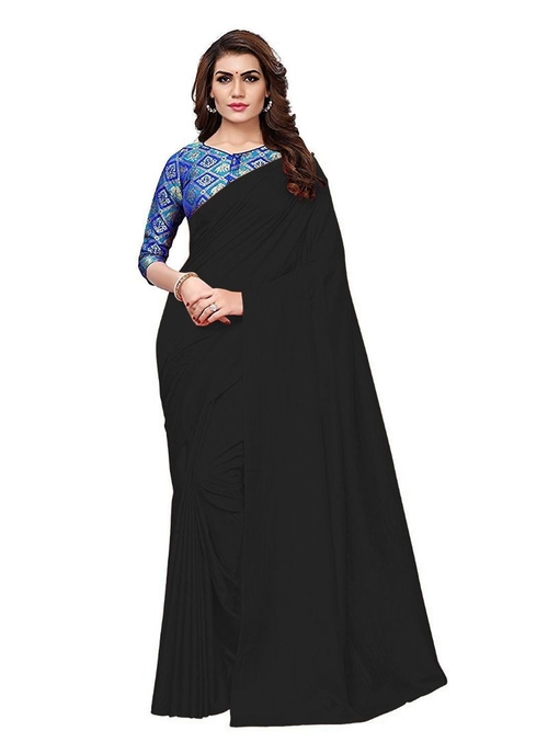 Generic Women's Zoya Silk Saree (Black, 5-6 Mtrs)