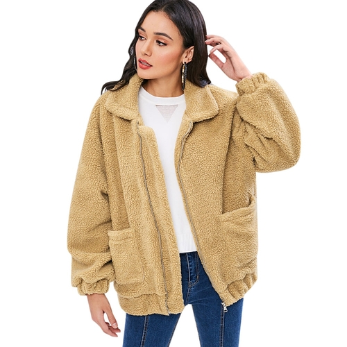  Zip Up Fluffy Winter Coat Fashion Women