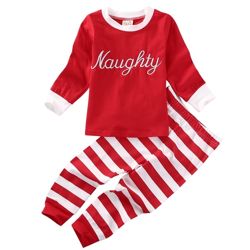 Xmas Baby Boy Girls  Top Stripe Pants Pajamas