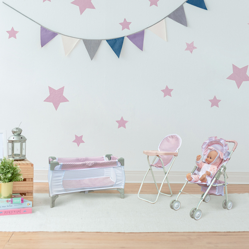Olivia's Little World Pink Doll Pram, Cot & Chair