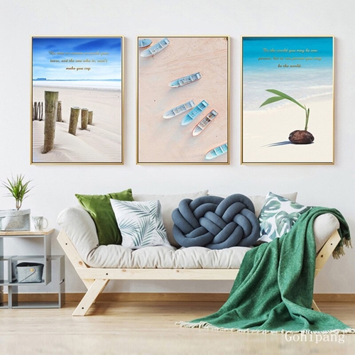 Nordic Sea Poster Beach Landscape Canvas Painting