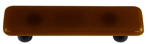 Hot Knobs HK1016-PB Tan Rectangle Glass Cabinet Pull - Black Post