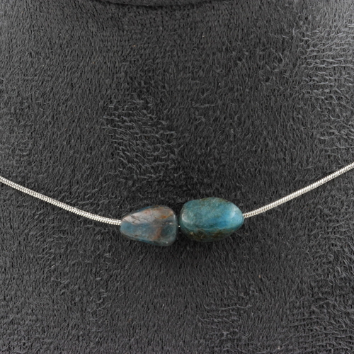 Blue Apatite from Brazil 2 beads necklace. 