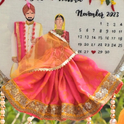 Customisable Heartshape Wedding and Anniversary Embroidery Hoop with